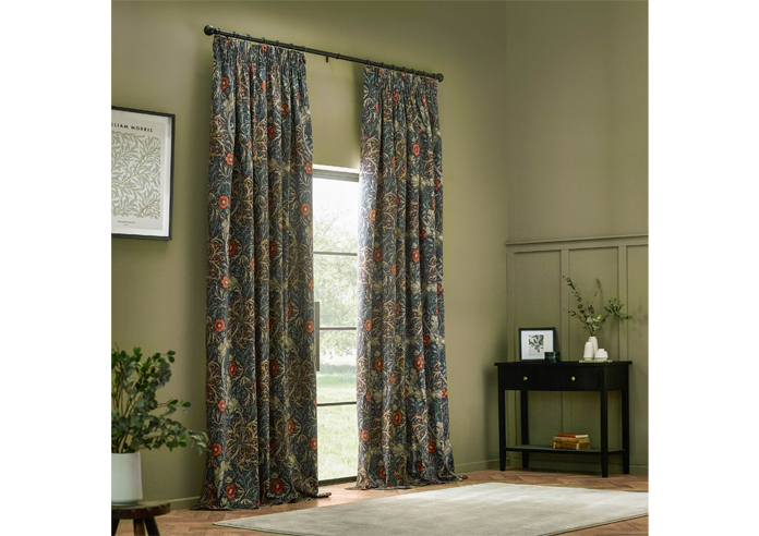 Seaweed Pencil Pleat, Indigo - Ready Made Curtains - Image 7